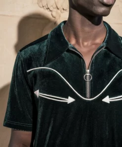 Green Velvet Western Polo Shirt -US Clothing Shop DSC9877