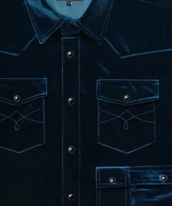 Teal Velvet 70's Western Shirt 11 Teal Velvet 70's Western Shirt -US Clothing Shop GMB00082