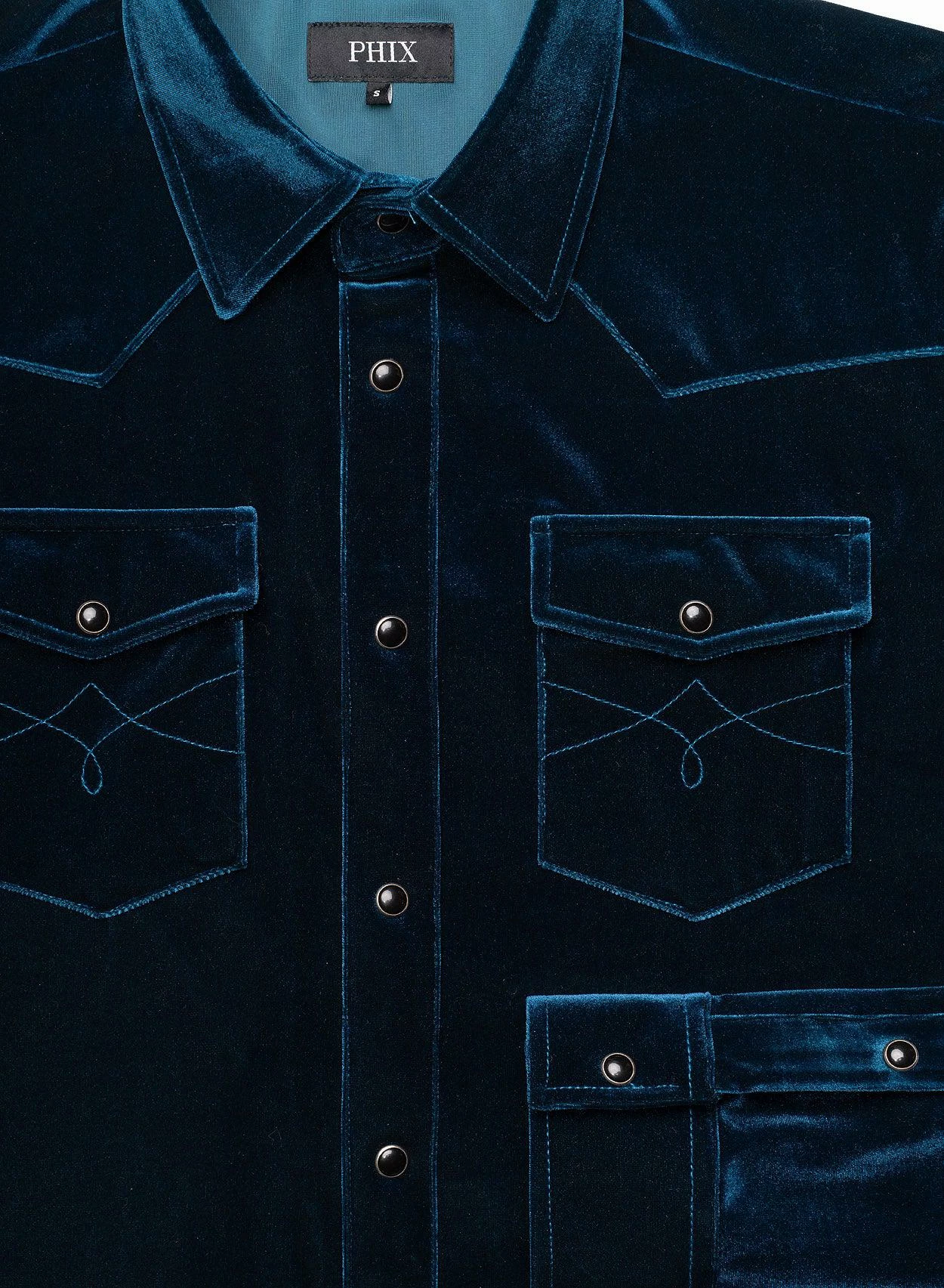 Teal Velvet 70's Western Shirt 6 Teal Velvet 70's Western Shirt - Image 6