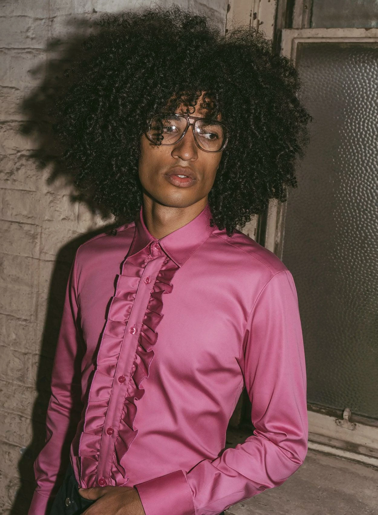 Pink Cotton Poplin Ruffle Shirt 1 Pink Cotton Poplin Ruffle Shirt