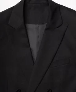 Black Cropped Double Breasted Blazer -US Clothing Shop GMB00097