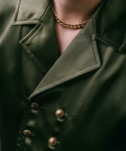 Green Double Breasted Satin Shirt 12 Green Double Breasted Satin Shirt -US Clothing Shop GMB00154 2