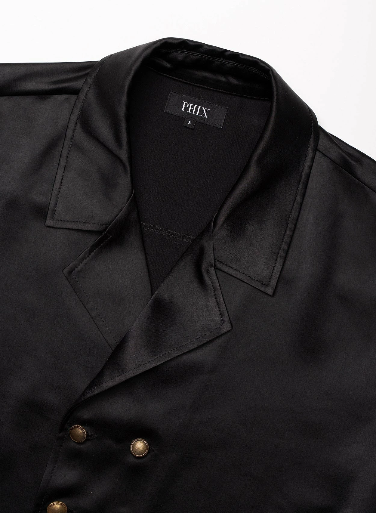 Black Double Breasted Satin Shirt 5 Black Double Breasted Satin Shirt - Image 5