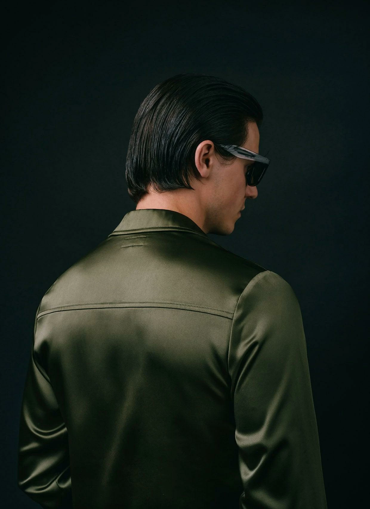 Green Double Breasted Satin Shirt 4 Green Double Breasted Satin Shirt - Image 4