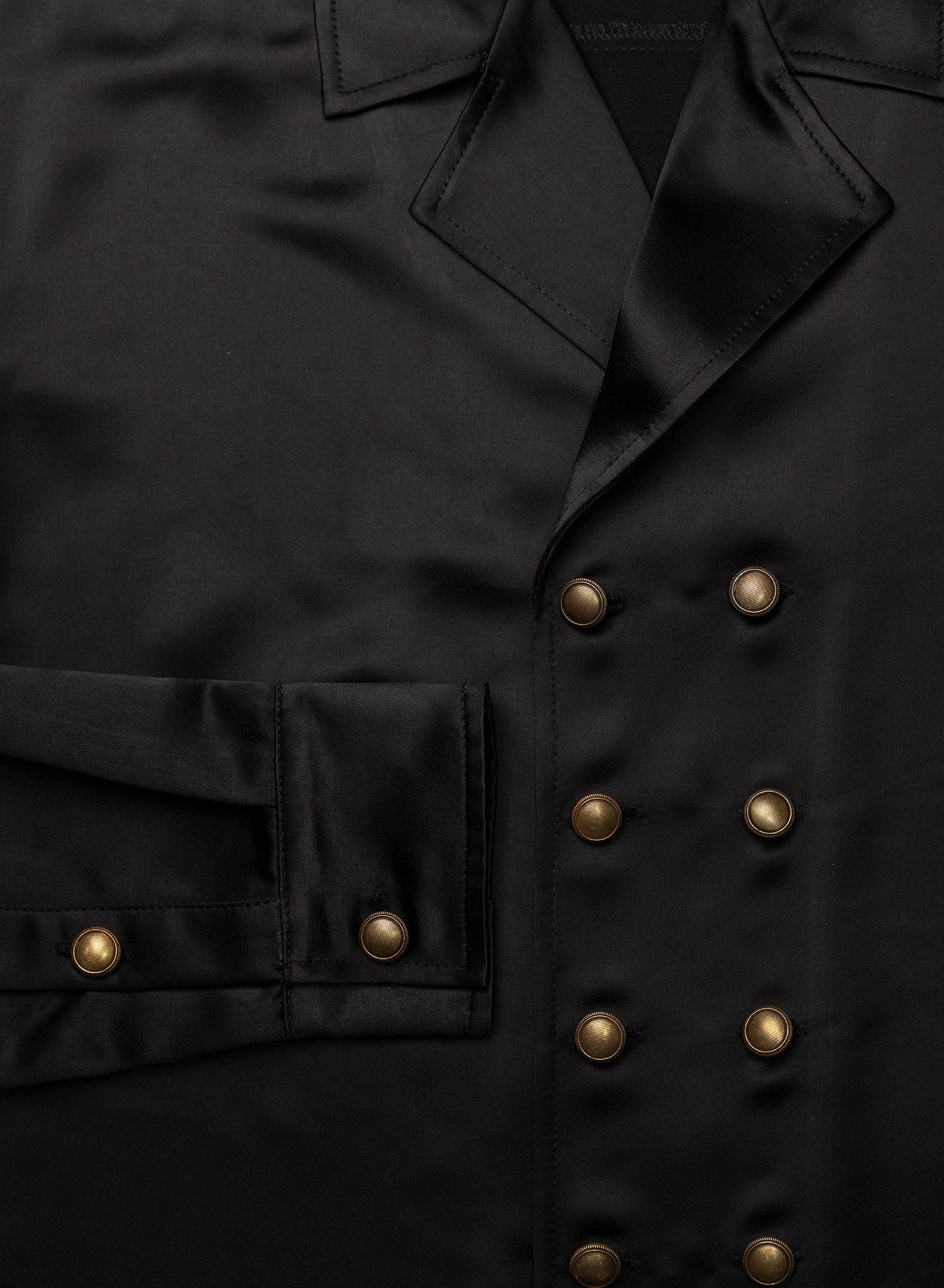Black Double Breasted Satin Shirt 6 Black Double Breasted Satin Shirt - Image 6