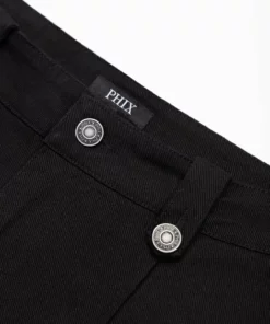 Black Button Loop Denim Flare Jeans -US Clothing Shop GMB00250