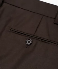 Dark Brown Wool Pin Belt Flare Trousers -US Clothing Shop GMB00341