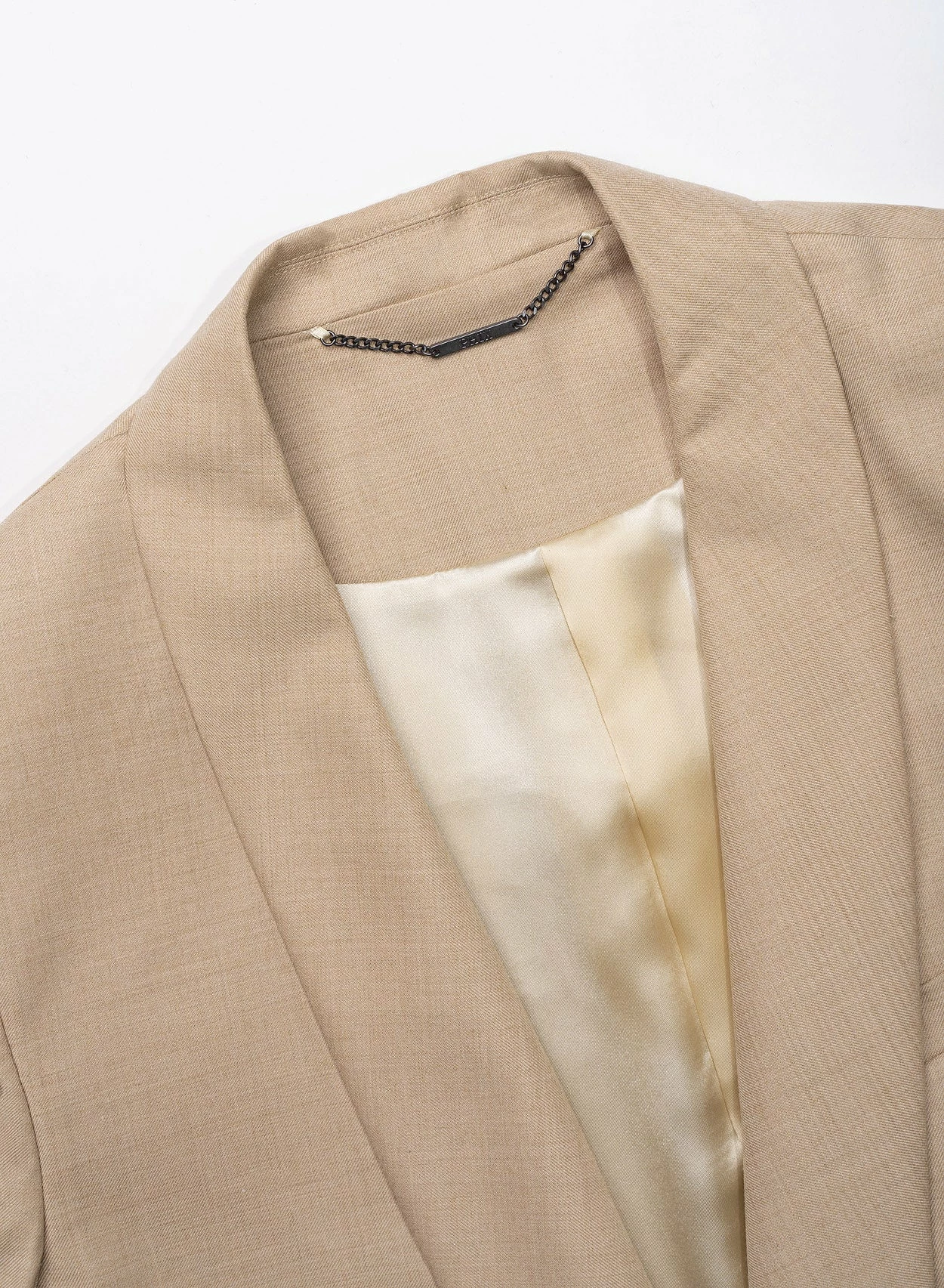 Beige Wool Gold Button Crop Shawl Blazer 4 Beige Wool Gold Button Crop Shawl Blazer - Image 4