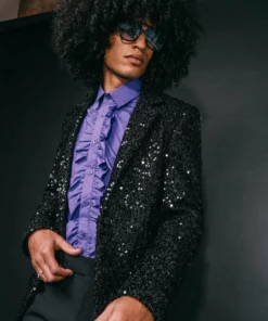 Black Sequin Blazer -US Clothing Shop GMB00365