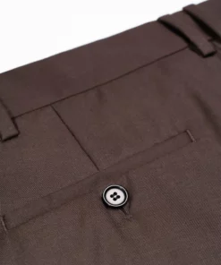 Brown Wool Button Flare Trouser -US Clothing Shop GMB00432