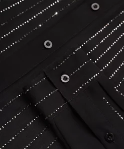 Black Chiffon Sequin Button Down Shirt -US Clothing Shop GMB00447 97cd16e4 a788 4a2c 9bdd 8a4c29f6e982