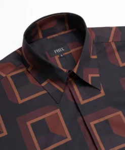 Black 70's Geometric Shirt -US Clothing Shop GMB00474