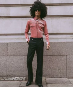 Pink Velvet Western Shirt -US Clothing Shop GMB00660