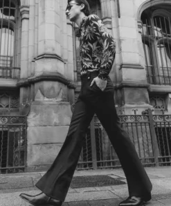 Navy Wool Pin Belt Flare 12 Navy Wool Pin Belt Flare -US Clothing Shop GMB00973