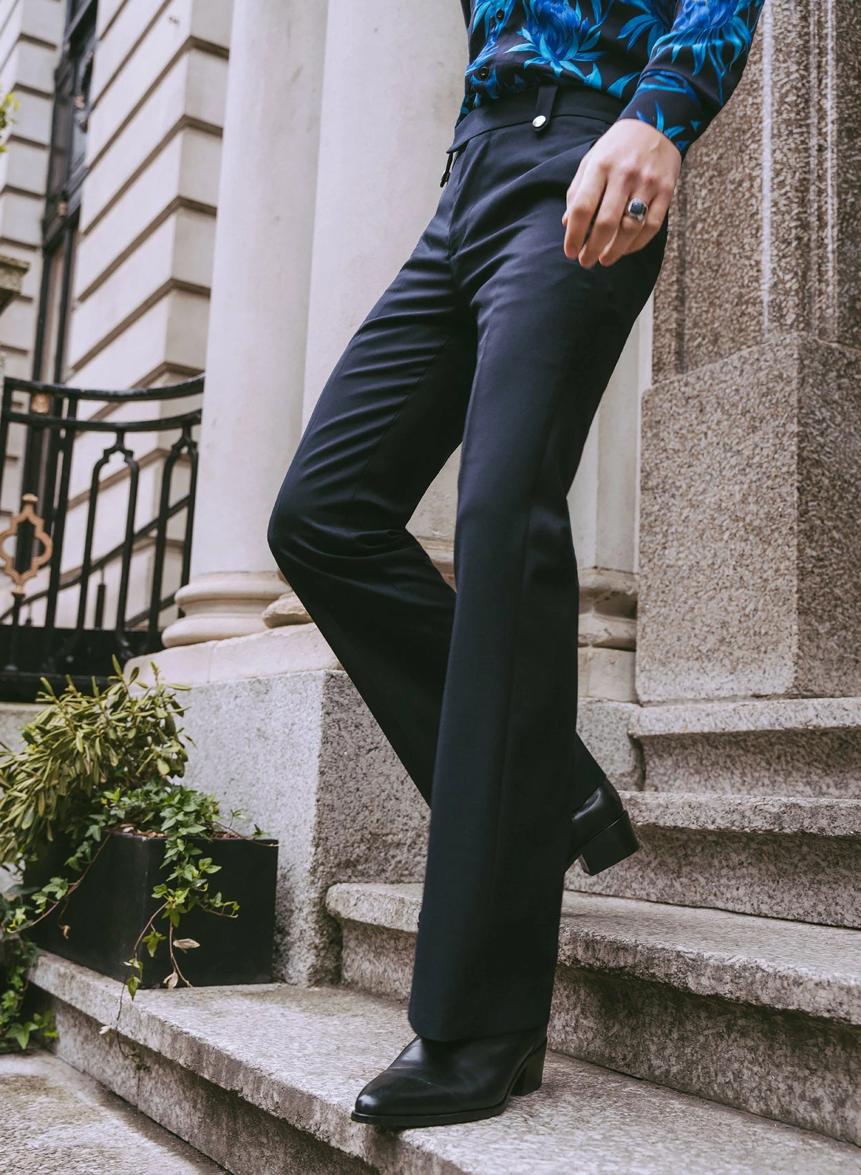 Navy Wool Pin Belt Flare 1 Navy Wool Pin Belt Flare