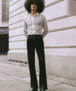 Black Pin Belt Satin Trouser 7 Black Pin Belt Satin Trouser -US Clothing Shop GMB01555