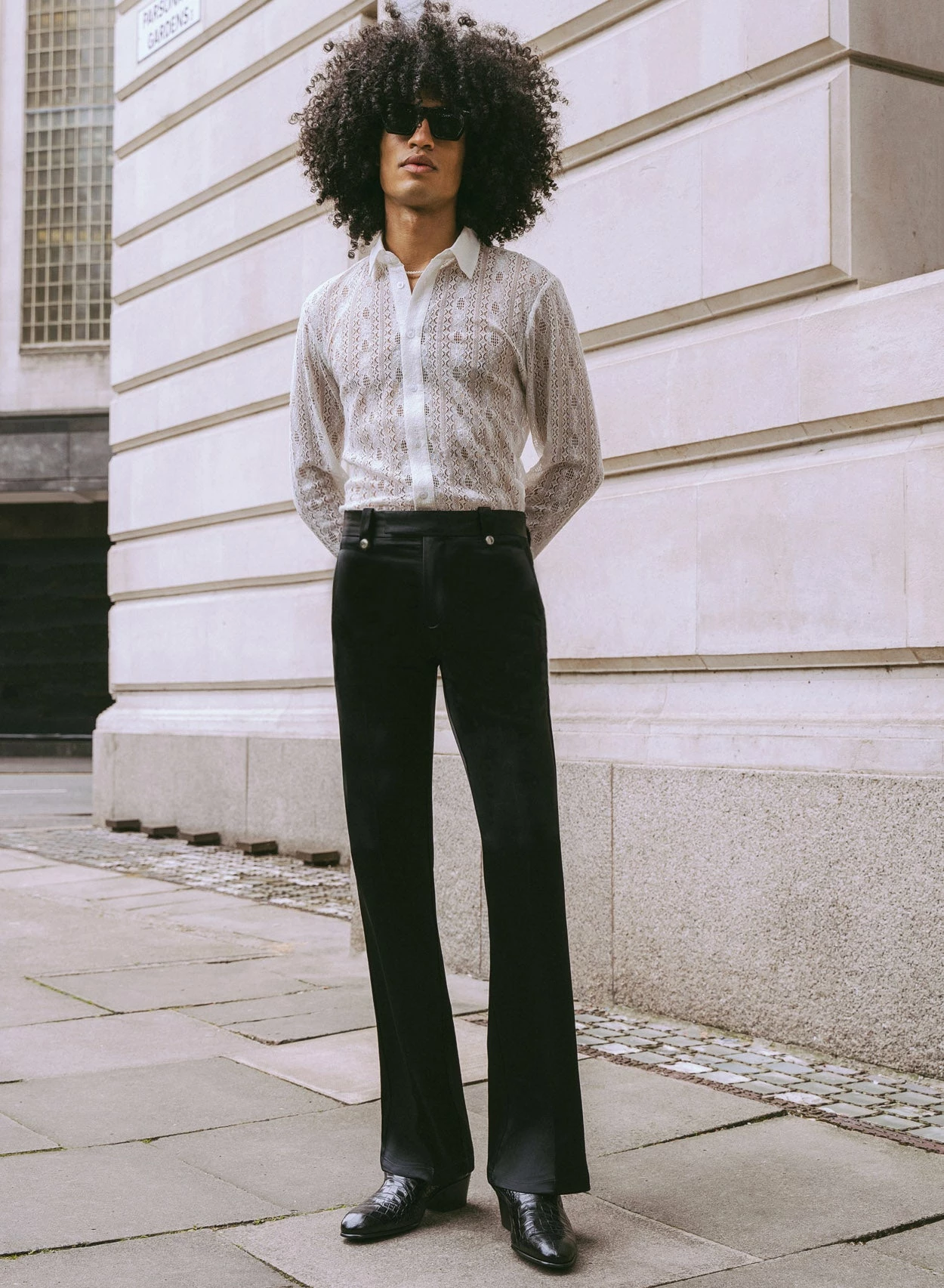 Black Pin Belt Satin Trouser 3 Black Pin Belt Satin Trouser - Image 3