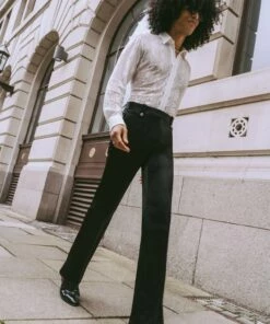 Black Pin Belt Satin Trouser