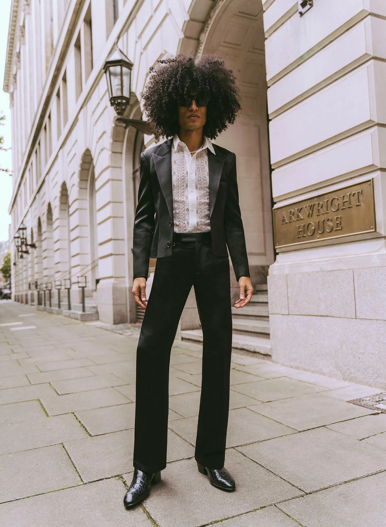 Black Pin Belt Satin Trouser 4 Black Pin Belt Satin Trouser - Image 4