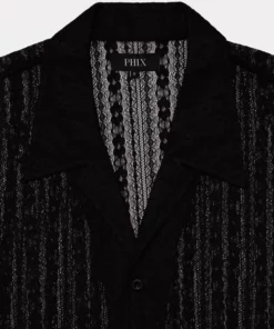 Black Lace Crochet Long Sleeve Shirt 10 Black Lace Crochet Long Sleeve Shirt -US Clothing Shop GMB03707