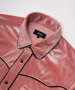 Pink Velvet Western Shirt -US Clothing Shop GMB05427