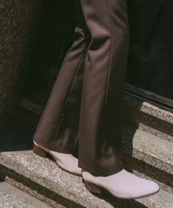 Brown Wool Button Flare Trouser -US Clothing Shop GMB06549