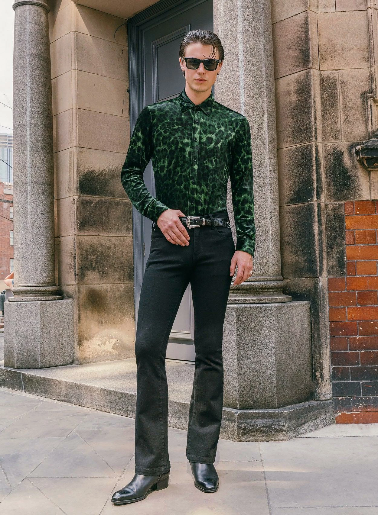 Green Leopard Velvet Shirt 2 Green Leopard Velvet Shirt - Image 2