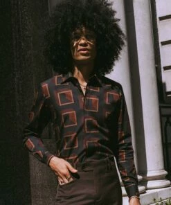 Front Page 29 Black 70's Geometric Shirt