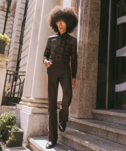 Black 70's Geometric Shirt -US Clothing Shop GMB07032