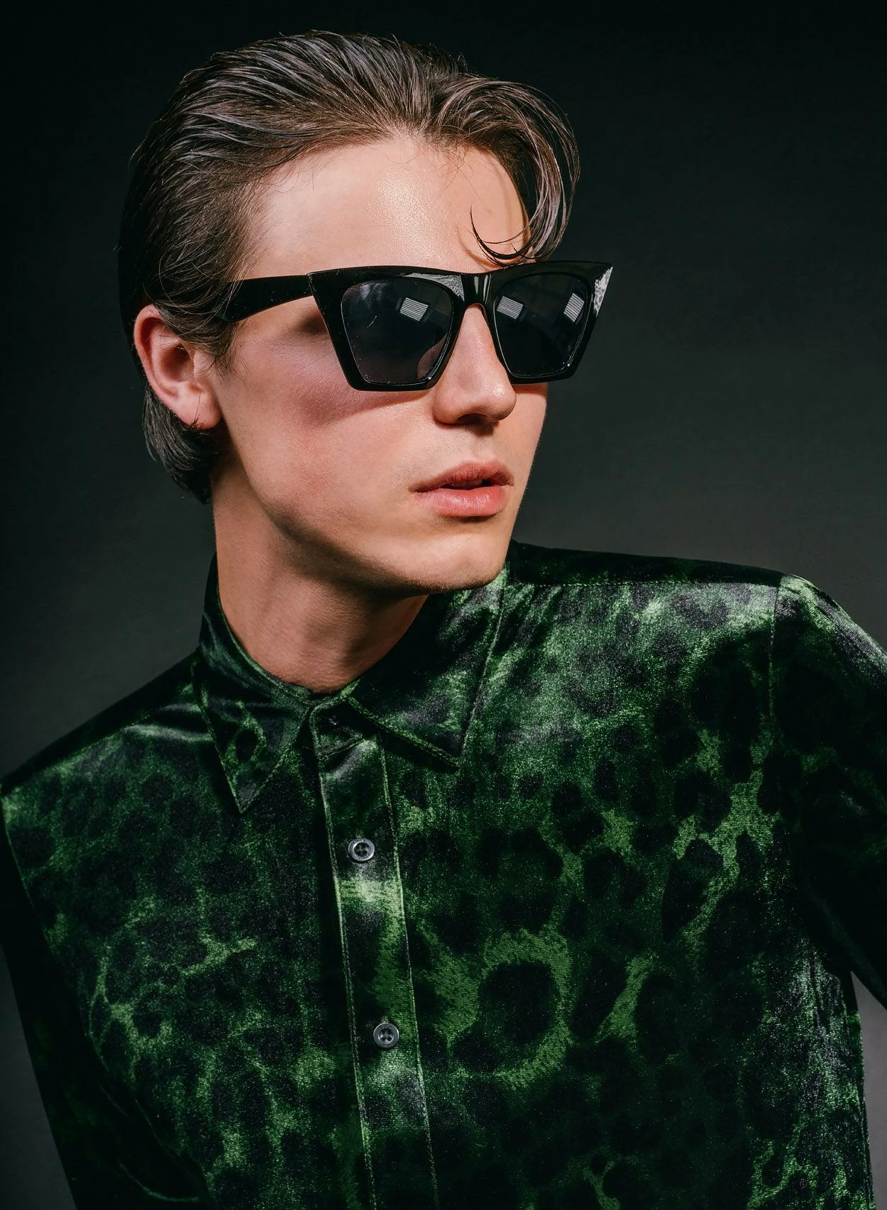 Green Leopard Velvet Shirt 4 Green Leopard Velvet Shirt - Image 4