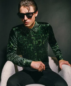 Green Leopard Velvet Shirt