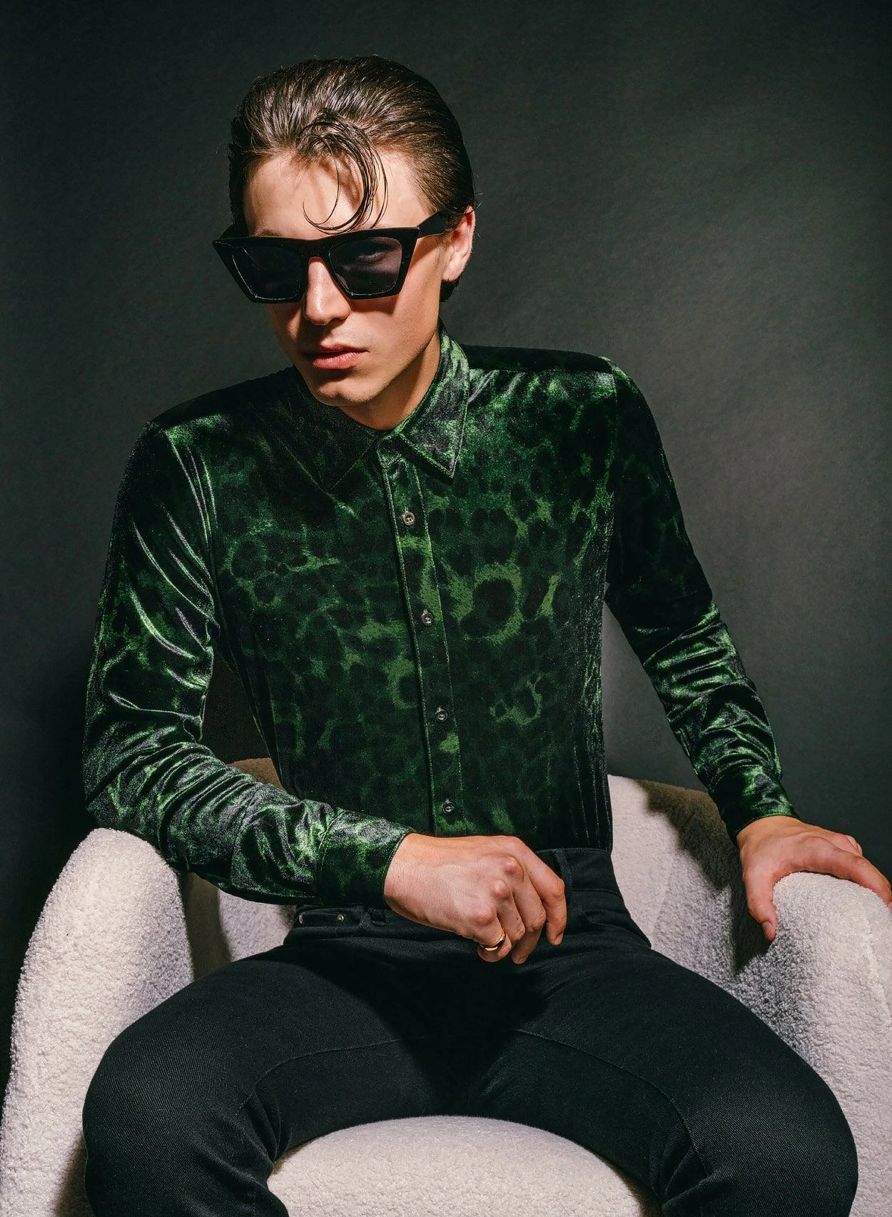 Green Leopard Velvet Shirt 1 Green Leopard Velvet Shirt