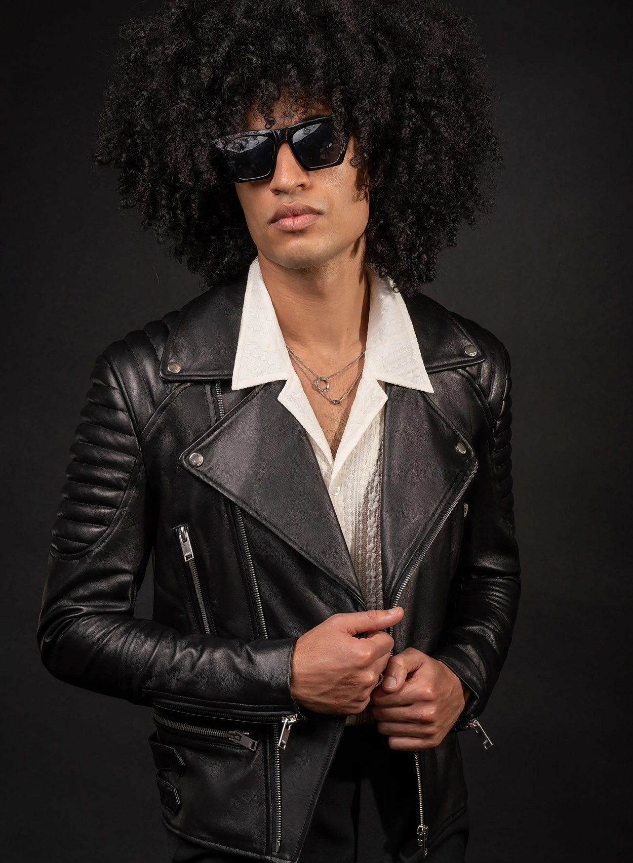 Black Leather Lucio Biker Jacket 7 Black Leather Lucio Biker Jacket - Image 7