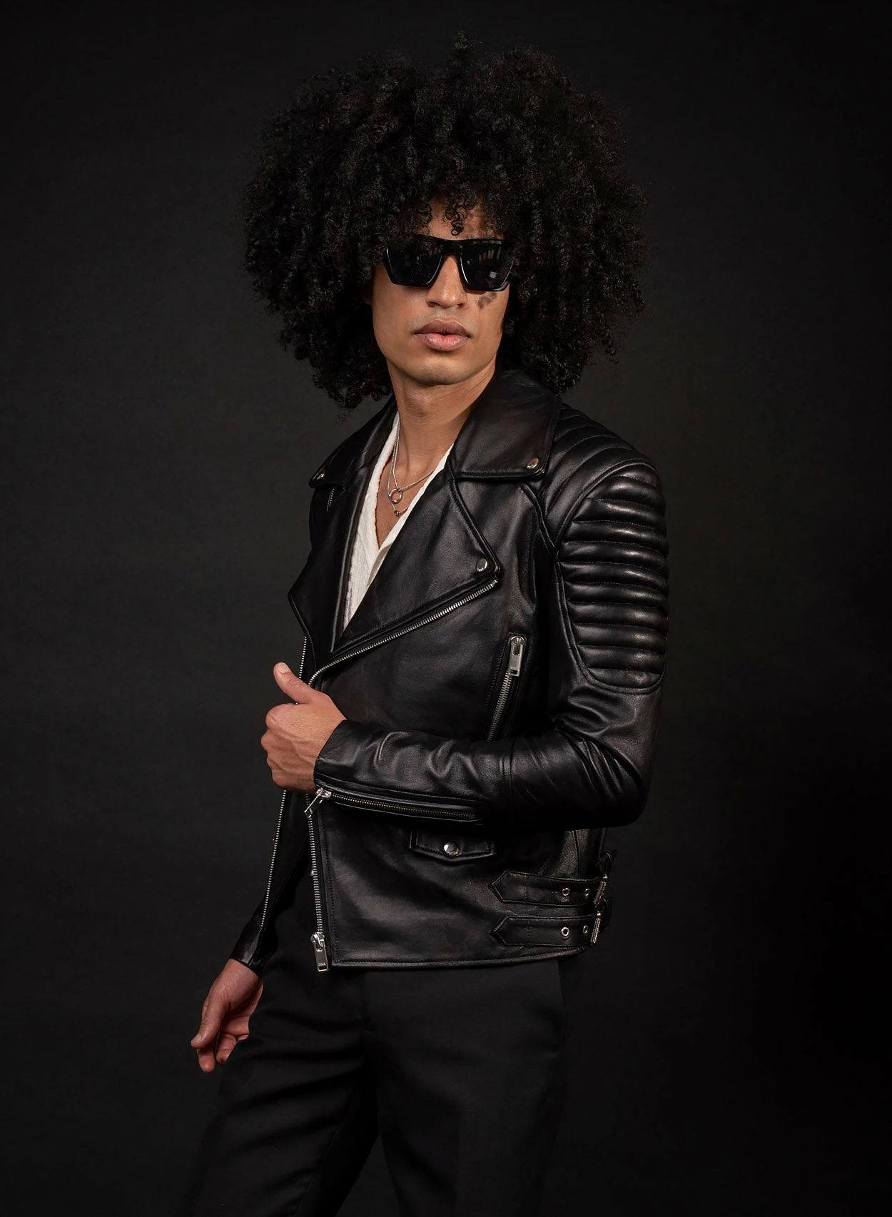 Black Leather Lucio Biker Jacket 9 Black Leather Lucio Biker Jacket - Image 9