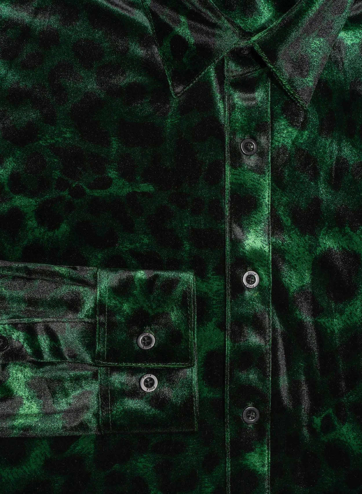 Green Leopard Velvet Shirt 6 Green Leopard Velvet Shirt - Image 6