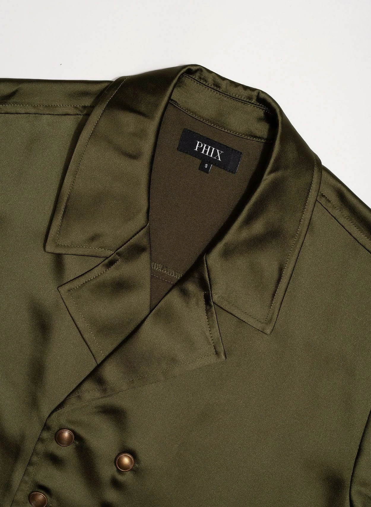 Green Double Breasted Satin Shirt 9 Green Double Breasted Satin Shirt - Image 9