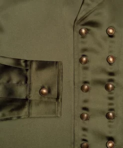 Green Double Breasted Satin Shirt 19 Green Double Breasted Satin Shirt -US Clothing Shop GMB08052