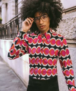 Pink 60's Geometric Shirt -US Clothing Shop GMB08239