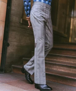 Prince Of Wales Check Wool Flared Trouser