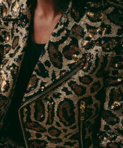Leopard Sequin Biker Jacket -US Clothing Shop GMB08816