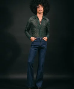 Dark Blue Denim Flare Jeans