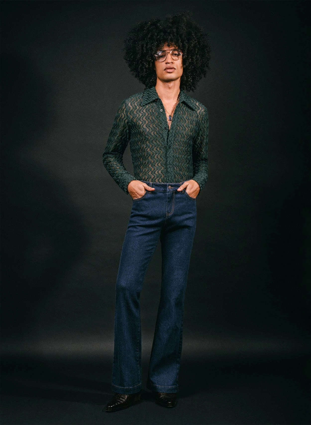 Dark Blue Denim Flare Jeans 1 Dark Blue Denim Flare Jeans