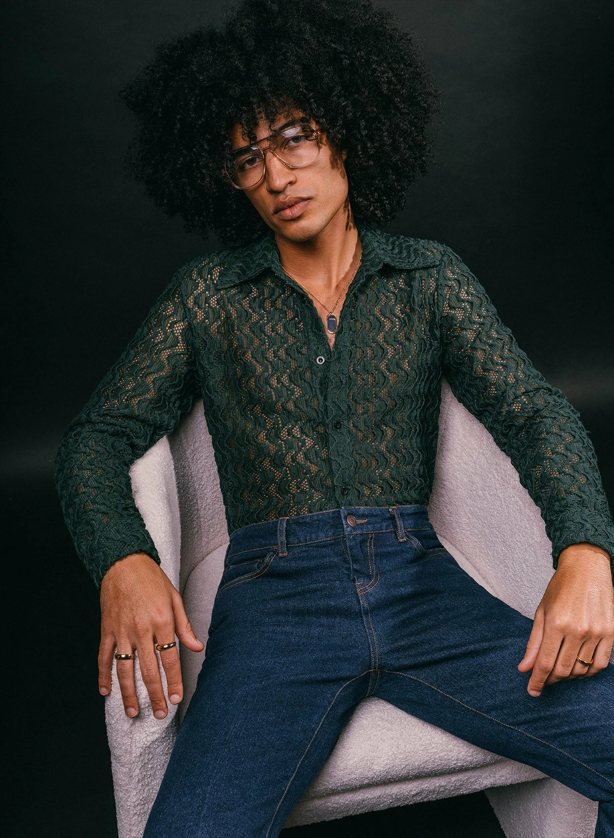 Dark Blue Denim Flare Jeans 4 Dark Blue Denim Flare Jeans - Image 4