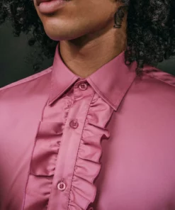 Pink Cotton Poplin Ruffle Shirt 11 Pink Cotton Poplin Ruffle Shirt -US Clothing Shop GMB09904