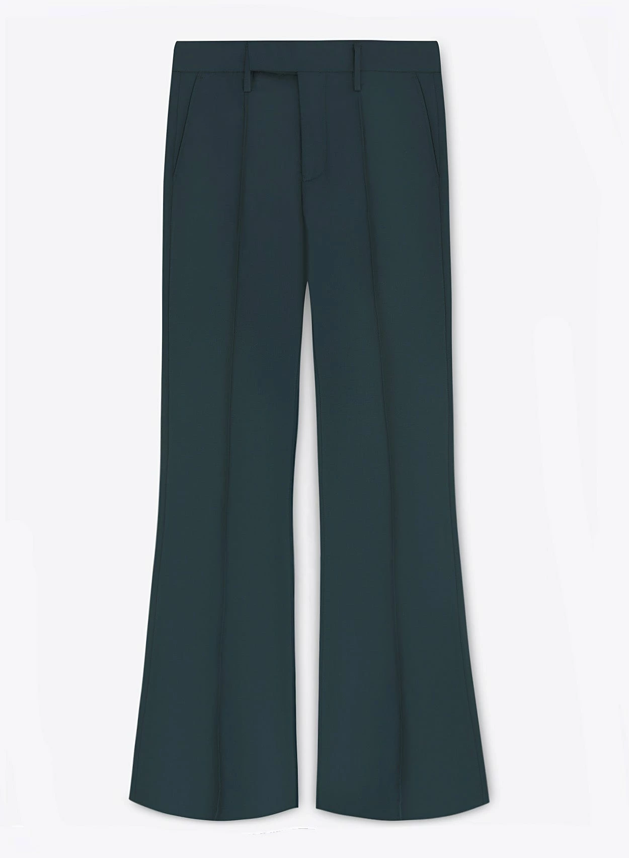Dark Green Pin Tuck High Waisted Flared Trouser 4 Dark Green Pin Tuck High Waisted Flared Trouser - Image 4