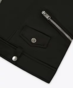 Black Satin Biker Jacket -US Clothing Shop PHIX0134