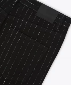 Black Diamante Pin Stripe Denim Flare Jeans -US Clothing Shop PHIX0156