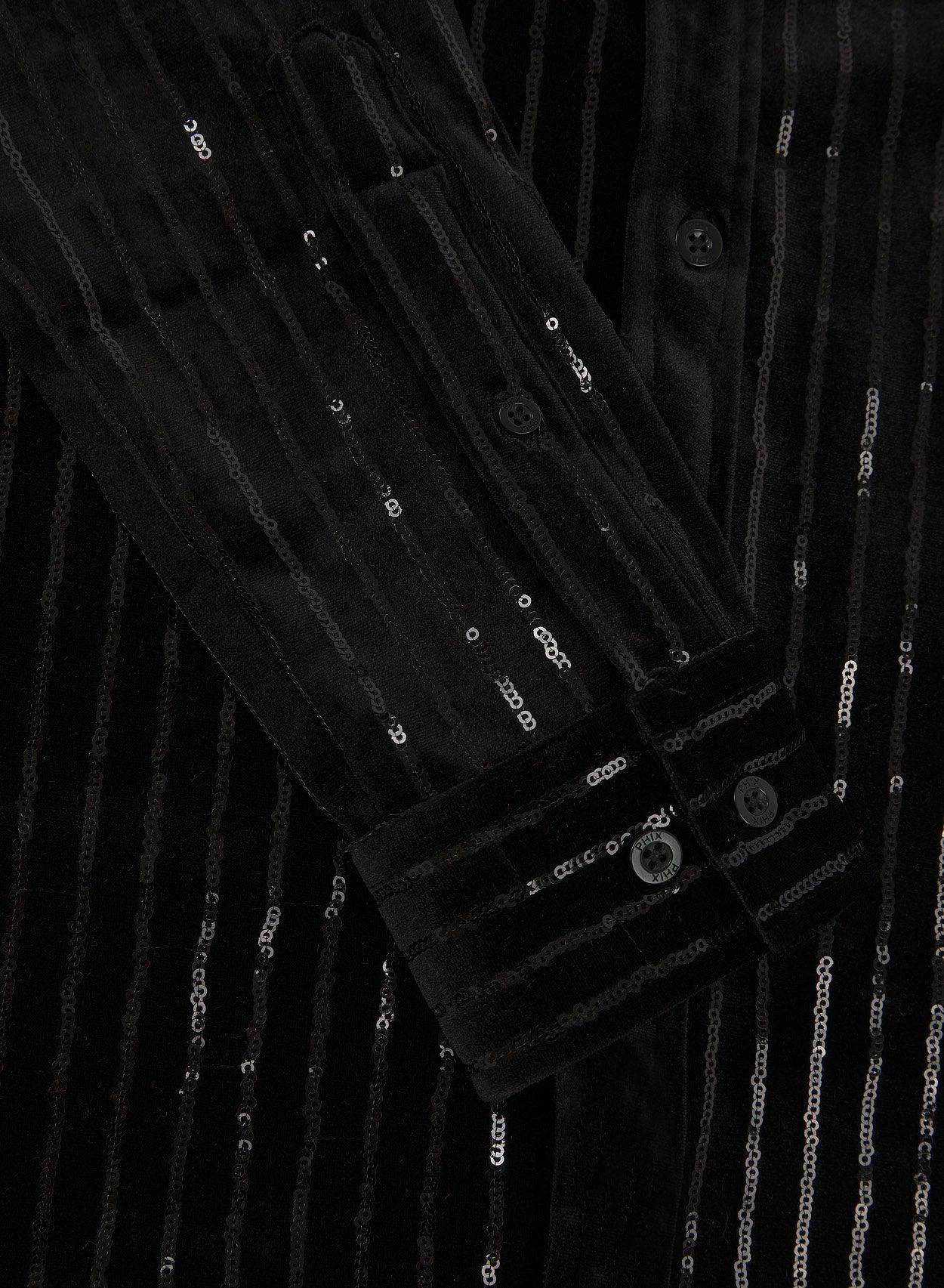 Black Velvet Sequin Pinstripe Shirt 2 Black Velvet Sequin Pinstripe Shirt - Image 2