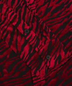 Red Zebra Print Striped Velvet Shirt -US Clothing Shop PHIX0164