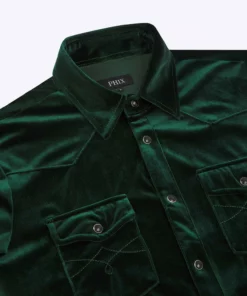 Green Velvet 70's Western Shirt -US Clothing Shop PHIXMENS0228